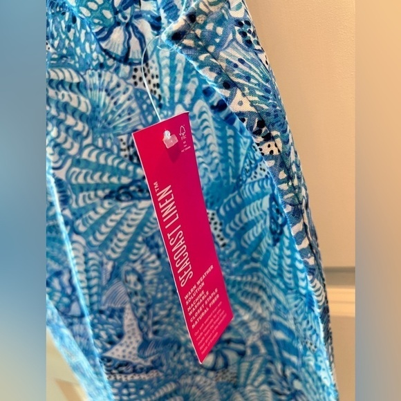 Lilly Pulitzer FLORIN SLEEVELESS LINEN TOP, AMALFI BLUE BY THE SEASHORE - Picture 10 of 16